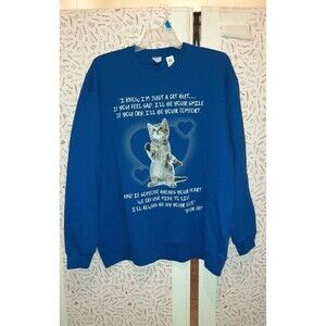 Port & Co Blue Heavy Cat Sweatshirt with Message 2X